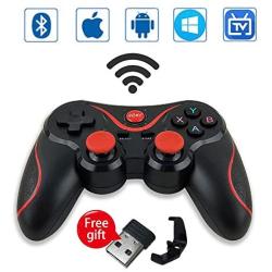 Leton Wireless Mini Mobile Game Controller for PC/Android Smartphone/Smart TV/TV Box/ PS3/iPhone XR iPhone 11 2.4GHZ Bluetooth Gaming Gamepad Joystick Controller for Samasung A51 A71 S20 S9 S8 etc