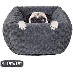 Poohoo Cuddler Bolster Dog Bed Cat Bed,Rectangular Plush Pet Bed(15"/19") Machine Wash for Small Medium Dog Cat