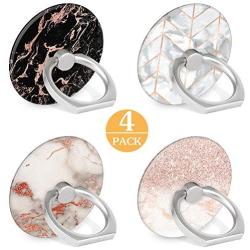 4-Pack Phone Ring Holder 360 Rotation Finger Stand Grip Kickstand for Smartphones and Tablets (Pink Marble)