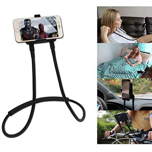 Polifall Upgrade Cell Phone Holder, Universal Mobile Phone Stand, Flexible Long Lazy Neck Waist Bracket, Adjustable 360° Free Rotating Gooseneck Mount with Multiple Function for Bed Couch Kitchen