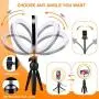 Selfie Ring Light with Tripod Stand and Phone Holder, 9"Dimmable Desktop LED Circle Light Ringlight for Live Stream, Makeup, YouTube, Video Shooting with Remote Control, 3 Light Modes & 10 Brightness Selfie Ring Light with Tripod Stand and Phone Holder, 9"Dimmable Desktop LED Circle Light Ringlight for Live Stream, Makeup, YouTube, Video Shooting with Remote Control, 3 Light Modes & 10 Brightness