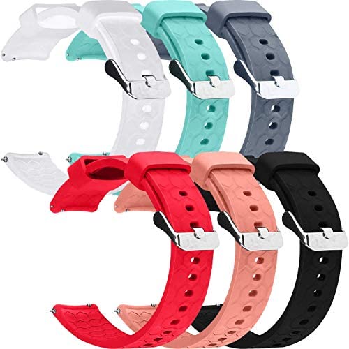 6PCS 20mm Replacement Silicone Bands Compatible with Garmin Forerunner 645 Music GPS Smartwatch, Standard Size, 6Pack