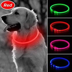 BSEEN LED Dog Collar, USB Rechargeable Glowing Pet Collar, TPU Cuttable Dog Safety Lights for Small Medium Large Dogs