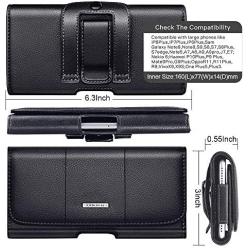 nuoku Horizontal Leather Phone Holster for iPhone Xs Max iPhone XR iPhone8Plus 7Plus 6/6sPlus Belt Clip Holster Pouch Case with ID Card Holder with Other Slim TPU PC On(Max 6.5 Black)