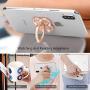 Finger Ring Stand with Blingy Diamond Rhinestone, Nsiucion Four Clover Leaf Phone Ring Kickstand Holder [Washable] [Removable], 360°Rotation Zinc Alloy Ring Grip Stand for All Phones (Rose Gold)