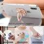 Finger Ring Stand with Blingy Diamond Rhinestone, Nsiucion Four Clover Leaf Phone Ring Kickstand Holder [Washable] [Removable], 360°Rotation Zinc Alloy Ring Grip Stand for All Phones (Rose Gold)