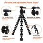 Phone Tripod, Linkcool Octopus Phone Tripod Portable and Adjustable Tripod Stand Holder with Universal Clip and Bluetooth Remote Compatible with Most Smartphones, GoPros, and Digital Cameras