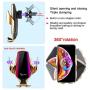 Smart Sensor Wireless Car Charger Mount, Automatic Clamping QC/QI 10W Fast Charging Car Charger Holder Compatible with iPhone 11/Xs/Xs Max/XR/X /8,Samsung Galaxy Note 9/ S9/ S9+/ S8 etc(Gold)