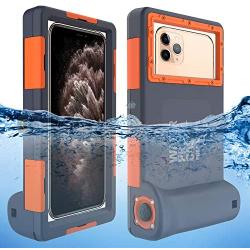 Willbox Professional [15m/50ft] Diving Surfing Swimming Snorkeling Photo Video Waterproof Protective Case Underwater Housing for Galaxy and iPhone Series Smartphones with Lanyard (Orange)