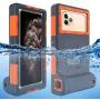 Willbox Professional [15m/50ft] Diving Surfing Swimming Snorkeling Photo Video Waterproof Protective Case Underwater Housing for Galaxy and iPhone Series Smartphones with Lanyard (Orange)