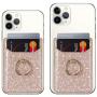 TOPWOOZU Phone Card Holder with Ring for Back of Phone,Adhesive Stick-on Credit Card Wallet Pocket for iPhone,Android and Smartphones (Pink)