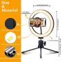 10 Ring Light with Stand and Phone Holder, Dimmable LED RingLight Kit USB Desktop Lamp for Live Stream/Makeup/YouTube Video/Selfie Shooting/Camera -Metal Body and Brighter LED Chips