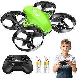 Potensic Upgraded A20 Mini Drone Easy to Fly Even to Kids and Beginners, RC Helicopter Quadcopter with Auto Hovering, Headless Mode, Extra Batteries and Remote Control-Green