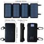 QuadraPro Solar Power Bank - 5.5W Solar 4-Panel Wireless Cell Phone Charger Compatible with iPhone, Android, Dual USB Power Bank Battery & Flashlight, Magnetic Mounts, Hanging Loops & Carabiners