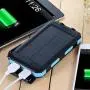 Solar Charger Solar Power Bank 20000mAh Waterproof Portable External Backup Outdoor Cell Phone Battery Charger with Dual LED Flashlight Solar Panel for iPhone Android Cellphones (Black & Blue)