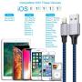 iPhone Charger, Nylon Braided Lightning Cable DABUSTAR 3Pack 6ft Fast Charging High Speed Data Sync Cord Phone Connector Compatible with iPhone 11 Pro MAX XS MAX XR XS X 8 7 Plus 6S iPad Mini Air Pro