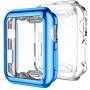 Mastten 2-Pack 38mm Case Compatible for Apple Watch Screen Protector, Full Protective Case TPU HD Ultra-Thin Cover Compatible for iWatch Series 3 2 1, Blue, Clear