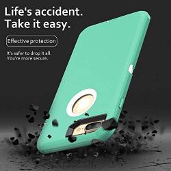 MXX Heavy Duty Defense Case with Screen Protector 4 Layers Rugged Rubber Shockproof Protection Case Cover for Apple iPhone 7 Plus/ iPhone 8 Plus  Aqua green/White