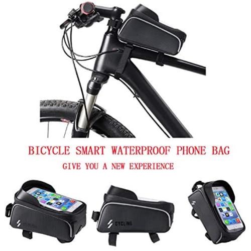 Roysberry Bicycle Accessories Cycling Bag, Bike Bicycle Handlebar Bag Waterproof Fit Below 6 Inches Phone Black 2 Side Storage Pockets Plus One Mobile Phone Pocket [Light Weight]