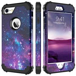 iPhone 8 Case, iPhone 7 Case, BENTOBEN Heavy Duty Shockproof 3 in 1 Slim Hybrid Hard PC Soft Silicone Bumper Space Galaxy Design Protective Phone Case Cover for iPhone 8 /iPhone 7 (4.7") Nebula Purple