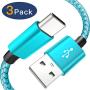 USB C Cable, MARGE PLUS Type C Charging Cable 3 Pack (6Ft) Braided Fast Charging Cord Compatible with Samsung Galaxy A20 A50 A51 A71 A10 A10e S10 S20 Plus Note10, LG Stylo 5 4,and Other USB C Device