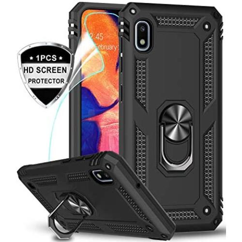 LeYi Samsung Galaxy A10e Case (NOT FIT A10) with HD Screen Protector, Military Grade Armor Full-Body Protective Phone Cover Case with 360 Degree Rotating Holder Kickstand for Samsung A10e, Black