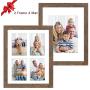 Hap Tim 11x14 Picture Frame Set of 2,Each Rustic Brown Wood Pattern Frame with 2 Mats,Display 8x10 or Four 4x6 Photos with Mat,11x14 Picture Without Mat for Wall Display(CWH-11x14-BR)