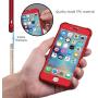 ORETECH iPhone 7 Case,iPhone 8 Case with[2 x Tempered Glass Screen Protectors] 360° Full Body Anti-Scratch Protection Cover Hard PC + Soft Rubber Silicone for iPhone 7/8-4.7- Metallic Red