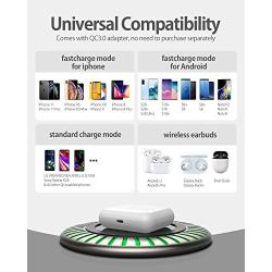 WAITIEE Wireless Charger Pad 15W Fast Charging with Adapter Dock 2 in 1 for Apple AirPods Pro 1/2/3 iPhone SE / 11/11 Pro / 11 Pro Max/Xs MAX/XR/XS/X/8/8 Plus Galaxy Note S20/S10/S10+/S9/S8/A10 +