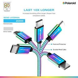 Polaroid 5ft USB C Cable - Universal USB Type C Charging Cable for Smartphone - Flexible USBC Charger Cable - USB-C Cables for Android Phone, Tablet, Samsung Galaxy Cord - Colorful/Iridescent