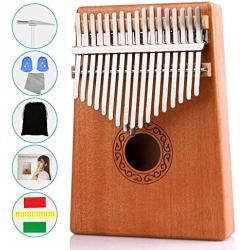 Kalimba17 Keys Thumb Piano with Tune Hammer Kalimba for Family Party Solid Mahogany Wood Portable Finger Piano African Wood Mbira Sanza Musical Instrument Gifts for Kids Adult Beginners