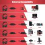 PROYEE Gaming Headset for PC Xbox One PS4 with 7.1 Surround Sound Stereo,Soft Breathing Earmuffs-Gameing Headphones with Noise Cancelling Mic, RGB Lights for Laptop, Mac, iPad, Nintendo (Black+Red)
