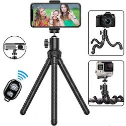 Phone Tripod,Shengsite Portable and Extendable Camera Tripod Stand with Wireless Remote 360°Rotating Adjustable Flexible Cell Phone Tripod Compatible with iPhone, Android Phone, Camera, Sports Camera