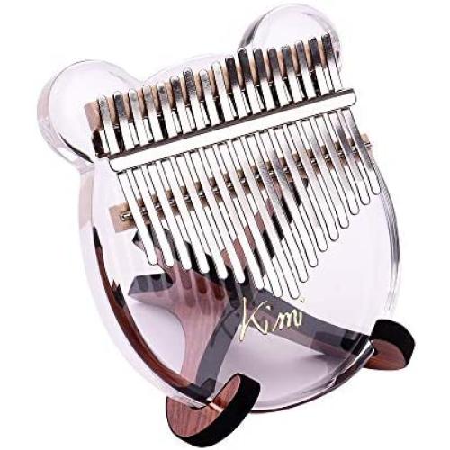 17 Keys Kalimba, Crystal Thumb Piano, Transparent Acrylic Material, with Tuning Hammer Portable Carry Bag, Musical Gifts for Kids Adult Beginners (Bear Shape)