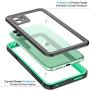 Vapesoon iPhone 11 Waterproof Case, Built-in Screen Protector 360 Full-Body Protection Clear Call Quality Heavy Duty Waterproof Shockproof Cover Case for iPhone 11 2019（6.1 Inch）-Black/Green