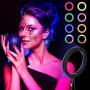 Selfie Ring Light with Stand, 10 inch RGB Desk Ring Light with Tripod Stand and Cell Phone Holder, LED Camera Ringlight for YouTube Video Recording, Makeup, Vlogging, Live Stream, Photography
