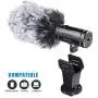Smartphone Microphone, Camera Microphone with Aluminum Body, Video Microphone with Real-time Monitoring, Furry Windscreen, for Canon, Sony, Nikon, DSLR Camera/DV (Not for Canon T5i,T6)