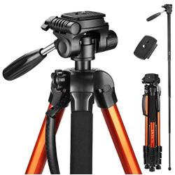 Victiv 72-inch Tall Tripod for Camera, Durable Aluminum Stand Lightweight Monopod for YouTube Videos, Live Webcasts with 2 Quick Release Plates 9.2 lbs Load for Travel and Work - Orange