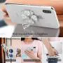 Phone Finger Ring Stand with Sparkly Diamond, Nsiucion Heart Lucky Clover Phone Ring Kickstand Holder [Washable] [Removable], 360°Rotation Zinc Alloy Ring Grip Stand for All Phones (Silver)