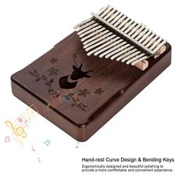 Kalimba 17 Keys Thumb Piano,Study Instruction and Tune Hammer,Portable Mbira Finger Piano Gifts for Kids and Adults Beginners (Brown)