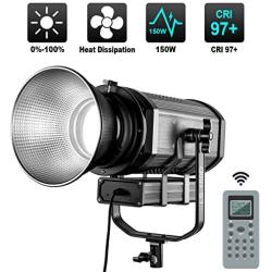 GVM 150W LED Video Light with Bowens Mount, 5600K Daylight 22000LUX Balanced Focusable LED Continuous Video Lighting Kit for Studio Photography Shooting, CRI95+/Tlci95+, DMX, Carry Bag