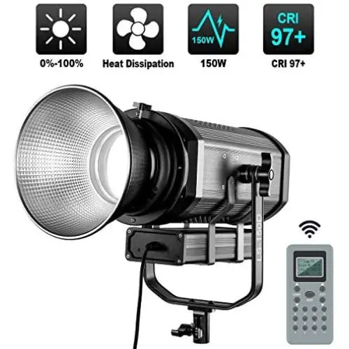 GVM 150W LED Video Light with Bowens Mount, 5600K Daylight 22000LUX Balanced Focusable LED Continuous Video Lighting Kit for Studio Photography Shooting, CRI95+/Tlci95+, DMX, Carry Bag GVM 150W LED Video Light with Bowens Mount, 5600K Daylight 22000LUX Balanced Focusable LED Continuous Video Lighting Kit for Studio Photography Shooting, CRI95+/Tlci95+, DMX, Carry Bag