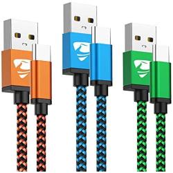 Type C Cable Fast USB C Charging 6FT 3Pack Power Cord Braided Phone Charger for Samsung Galaxy A10e A11 A20 A21 A50 A51 A41 A71 A31 A01 S10e S9 S10 S20, Moto G7 G6 G Z Z4, LG K51 Stylo 6 5 G8 V20 V60