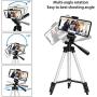 Phone Tripod,LINKCOOL 42" Aluminum Lightweight Portable Camera Tripod for iPhone/Samsung/Smartphone/Action Camera/DSLR Camera with Phone Holder & Wireless Bluetooth Control Remote - Silver