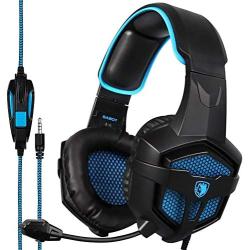 Sades SA807 Stereo Gaming Headsets Over Ear Heaphones with Microphone Noise Isolating for New Xbox one PS4 PC Mobile(Black & Blue)