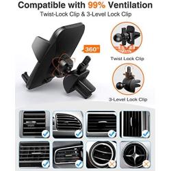 VANMASS Car Phone Holder, Adjustable Cell Phone Mount, Universal Air Vent Cradle with One Button Release, Sturdy 2 Level Clip, Full Silicone Protection, Compatible 3.5"-6.5" Phone & Cases