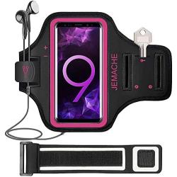 Galaxy S20/S10/S9/S8 Armband, JEMACHE Gym Running Exercises Workouts Phone Arm Band for Samsung Galaxy S20/S10/S9/S8/S7 Edge with Key Holder (Rosy)