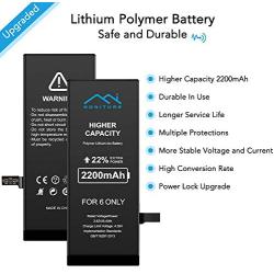 Battery for iPhone 6 2200mAh High Capacity Battery Replacement for iPhone 6 with Full Tool Kits - User Manual & Two Adhesive Strips - 0 Cycle Upgraded(Only for iPhone 6)