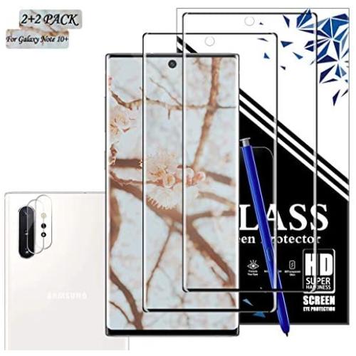 Galaxy Note 10 Plus Screen Protector + Camera Lens Protector by EESHELL, [2 Pack + 2 Pack] [New Version] [Touch Sensitive] [Case Friendly] [Fingerprint Compatible] (Samsung Galaxy Note 10 Plus)