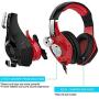 Beexcellent GM-1 Over-Ear Wired 3.5mm Pro Gaming Headset Surround Sound Gaming Headphone with LED Effect and Microphone for PC, Laptop, Tablet, PS4, Xbox, Cell Phone (Red)